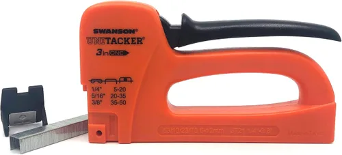 Vista 6 de Swanson Tool Co STA653B Unitacker 3 en 1 Pistola de grapas de plástico multifunción; funciona con grapas ligeras (JT21) y se envía con 100 grapas