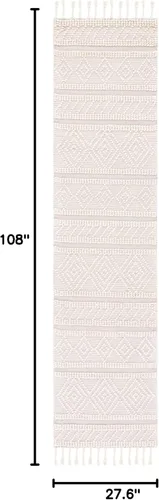 Vista 3 de SAFAVIEH Natura Collection Alfombra de pasillo, 2 pies 3 pulgadas x 9 pies, marfil y beige, lana hecha a mano, ideal para zonas de alto tráfico