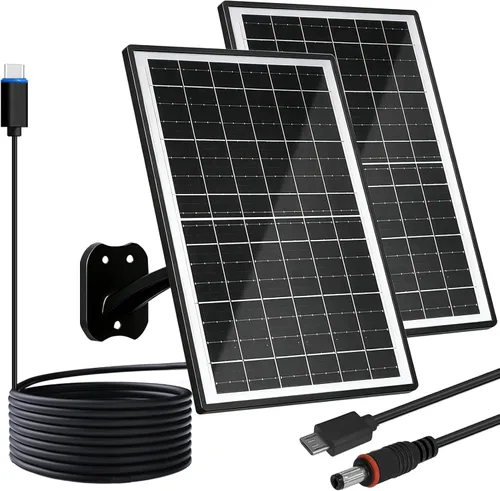 Vista 10 de FUTUREZEN Panel solar de 6 W para cámara de seguridad al aire libre, cargador solar USB/USB-C de 5 V compatible con cámaras de batería recargable