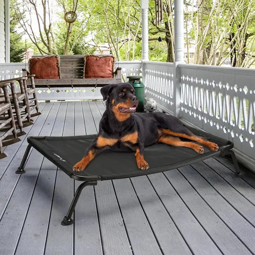 Vista 8 de Veehoo Cama elevada para perros para exteriores, cama elevada para perros de enfriamiento XL, portátil, impermeable, curvada, para exteriores, hasta