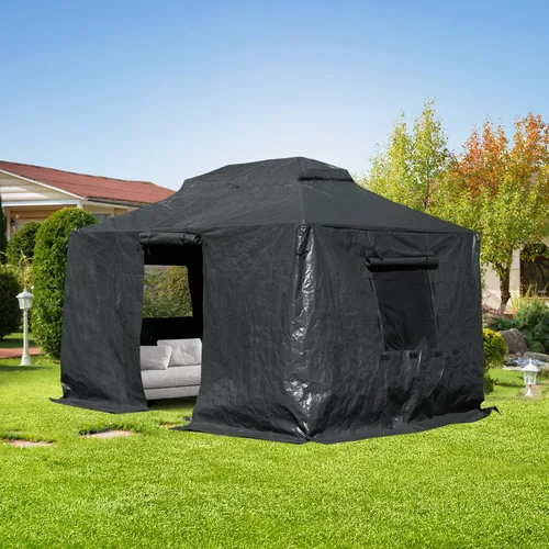 Vista 25 de Domi - Cubierta universal para glorieta de invierno de 8 x 8 pies, cubierta impermeable para todas las estaciones, con paredes laterales y ventanas