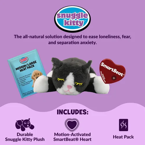 Vista 2 de Snuggle Kitty - Juguete para gatos con pulso y calor de sensación real, ayuda calmante para dormir para la ansiedad de los gatos, nuevos artículos