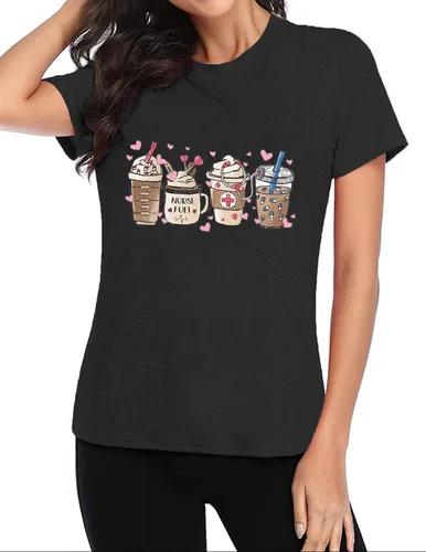Vista 2 de Camisetas para el día de San Valentín para mujer, diseño de corazón y fantasma, diseño de fantasma, regalo para el día de San Valentín