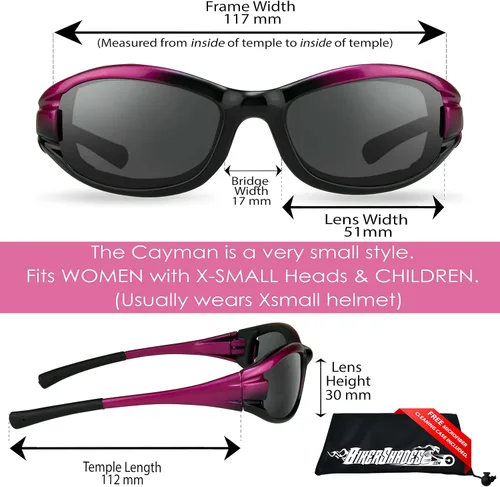 Vista 2 de Bikershades Gafas de sol acolchadas de espuma para motocicleta, para mujeres, niñas y niños.