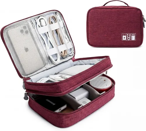 Vista 12 de Lanola Organizador Electrónico, Bolsa Organizadora de Cables de Viaje Funda para Accesorios Electrónicos Estuche de Transporte Bolsa de 2-negro