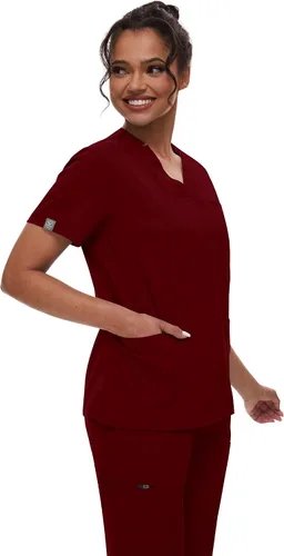 Vista 2 de niaahinn Conjunto de uniforme médico para mujer con cuello en V clásico y pantalones deportivos de yoga, uniforme médico de enfermería