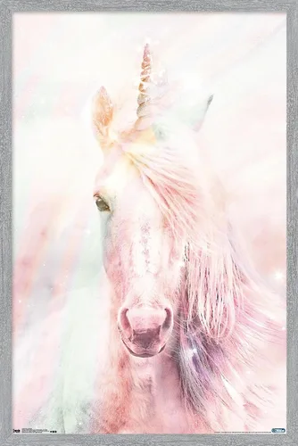 Vista 15 de Trends International Póster de pared de unicornio rosa, 14.725 x 22.375 pulgadas, versión enmarcada de madera de granero Versión enmarcada Barnwood