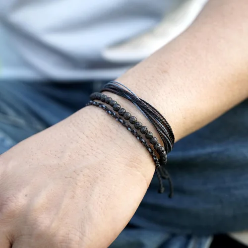 Vista 5 de Pulsera curativa hecha a mano con cuentas de piedra natural, regalo para hombres, pulsera de cuerda ajustable