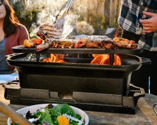 Vista 4 de Lodge Sportsman's Pro - Parrilla de hierro fundido, parrilla portátil de carbón con rejilla extraíble y doble ventilación de aire, cocina resistente