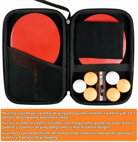 Vista 2 de Rintifia® Funda de ping-pong para palas de ping pong, bolsa de almacenamiento rígida para 2 paletas y múltiples pelotas - anticaídas, antidesgaste