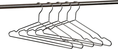 Vista 5 de Percha de metal negro plateado de 17 pulgadas, paquete de 20 unidades, 0.157 pulgadas (0.157 in) resistente para camisola y pantalones, colgador