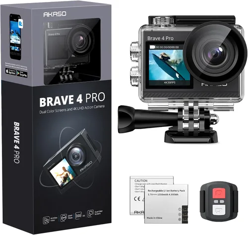 Vista 2 de AKASO Cámara de acción Brave 4 Pro con kit de accesorios 60 en 1