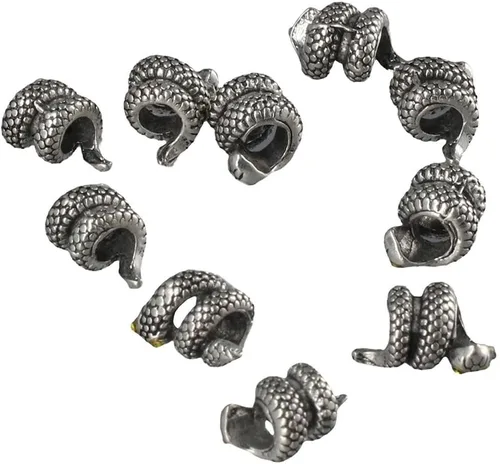Vista 7 de 20 cuentas de aleación con forma de serpiente vintage, cuentas con forma de serpiente para hallazgos de joyería, pulsera, collar, bricolaje, 2
