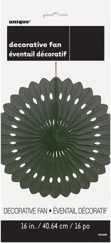Vista 2 de Abanico de papel de 16 pulgadas, negro y plata, negro, Negro