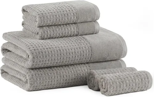 Vista 22 de Madison Park Spa Waffle - Juego de toallas de lujo 100 % algodón, tejido de gofre de textura premium, altamente absorbente, secado rápido, ropa