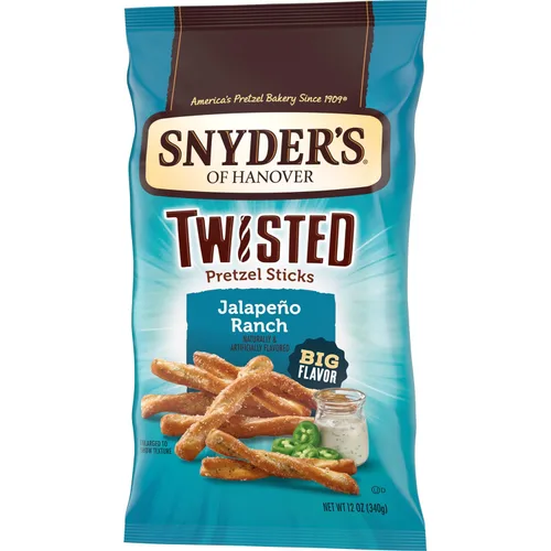 Vista 6 de Snyder's of Hanover Palitos de Pretzel Retorcidos con Sabor a Jalapeño Ranch, Bolsa de 12 Oz