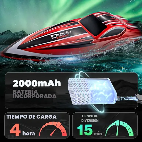 Vista 3 de BEZGAR Barco a control remoto, 16 pulgadas, grande, sin escobillas, para adultos y niños, 55 KPH grandes y rápidos, barcos de velocidad RC