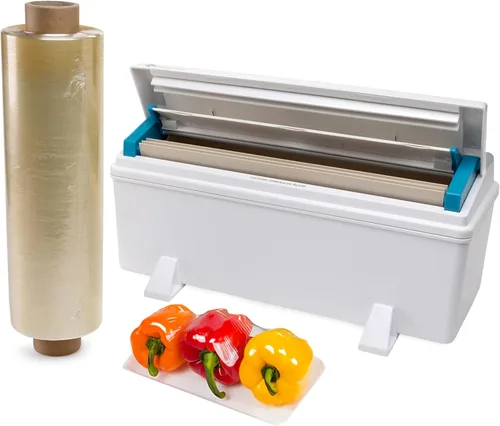 Vista 10 de IDL Packaging WP-179D - Dispensador WrapMaster de 12 pulgadas para rollos de película de alimentos, color blanco, dispensador profesional