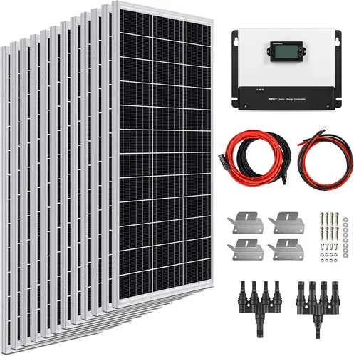 Vista 12 de ExpertPower Kit de panel solar de 400 W y 12 V Paneles solares mono-rígidos de 400 W, controlador de carga solar MPPT de 30 A RV, remolque