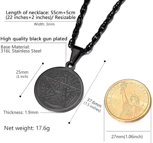Vista 5 de PROSTEEL Collar de pentáculo de tetragrammaton, personalizable disponible, protección del pentagrama Eliphas Levi's, amuleto Wiccan, mágico