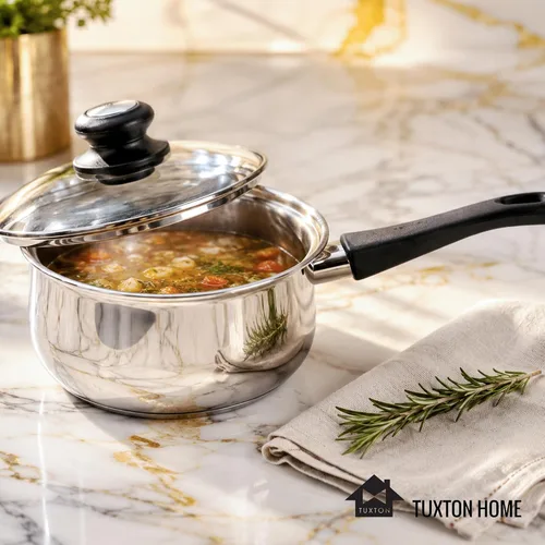 Vista 4 de Tuxton Home Nevada - Cacerola cubierta de 2 cuartos de galón; acero inoxidable, libre de PFTE y PFOA, apta para congelador a horno, compatible