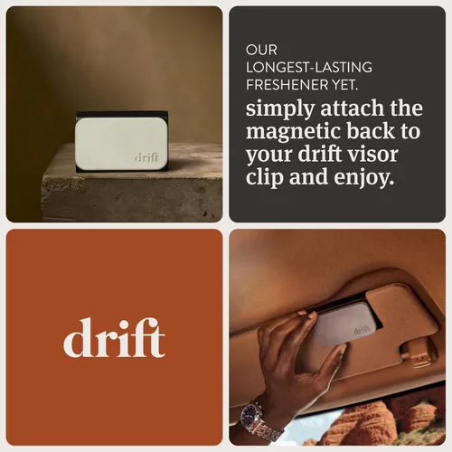 Vista 5 de Drift Ambientador de coche – Ambientador de piedra – Eliminador de olores de coche – Kit de iniciación ámbar paquete de 3 – Clip incluido – Ámbar