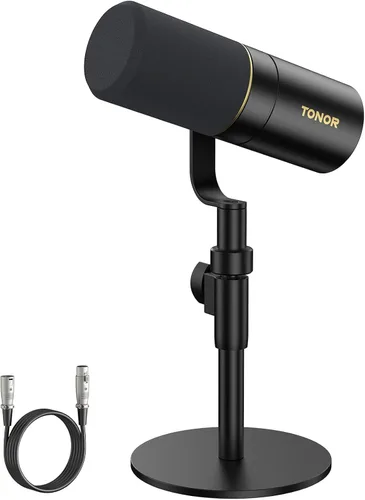 Vista 12 de TONOR Kit de micrófono dinámico para podcasts, interfaz de audio y micrófono XLR/USB para podcasting, grabación, micrófono de estudio cardioide XLR