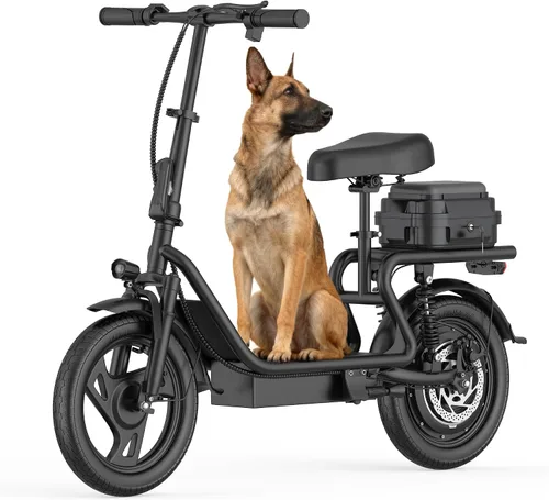 Vista 10 de KEQ Electric Scooter Adults with Dual Suspension 10" Solid Tires Max 22Mph 500W Motor 30 Miles Range Dual Braking System Portable & Foldable E Negro
