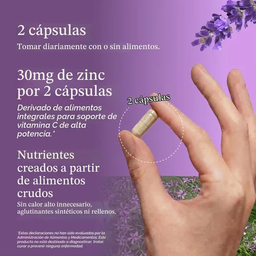 Vista 5 de Garden of Life Suplemento de zinc crudo Vitamin Code de 30 mg, 60 cápsulas