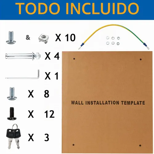 Vista 6 de Gabinete de servidor de montaje en pared de 12U Gabinete de red Rack Enclosure Puerta