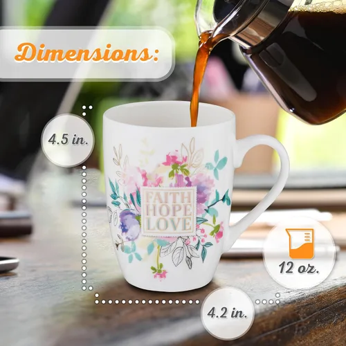 Vista 2 de Taza de café de cerámica cristiana para mujeres y hombres – Taza de café inspiradora y regalos cristianos (taza de cerámica de 12 onzas)