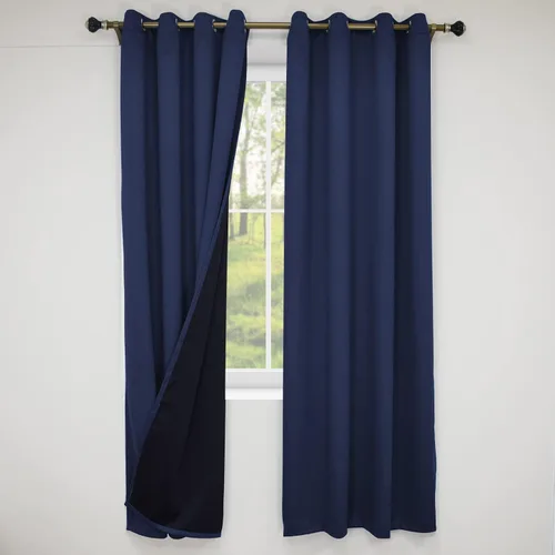 Vista 11 de Cortinas opacas para dormitorio con línea negra, 100 % opacas, con aislamiento térmico, cortinas largas para sala de estar, tratamiento de ventanas
