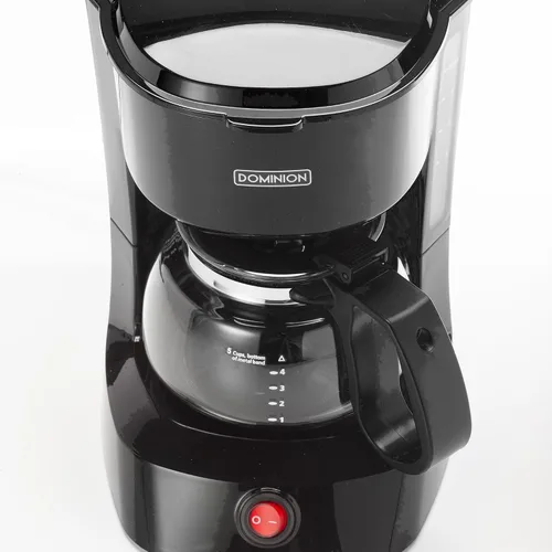 Vista 4 de Dominion Cafetera compacta de 5 tazas, silenciosa con luz indicadora LED de encendido/apagado, función de pausa automática, cafetera antigoteo fácil