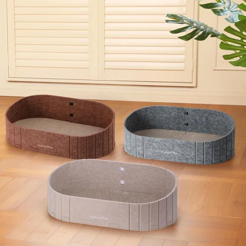 Vista 9 de FUKUMARU Rascador para gatos, cama rascador de gatos con forma de sofá de 24 pulgadas, tabla rascador reversible desmontable para gatos