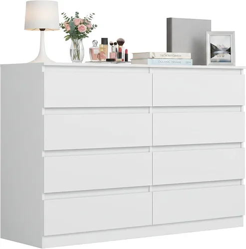 Vista 26 de Cómoda negra para dormitorio, cómoda moderna de 6 cajones con cajón profundo, cómoda ancha, muebles organizadores de almacenamiento para dormitorio