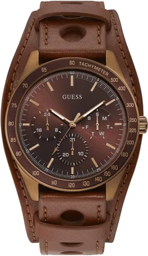 Vista 2 de GUESS Factory - Reloj de pulsera multifunción marrón para hombre, NS, Sin color, Moderno