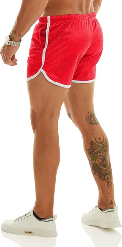 Vista 7 de Ouber Pantalones cortos ajustados para hombre, culturismo, entrenamiento, gimnasio, correr, pantalones cortos de levantamiento ajustados