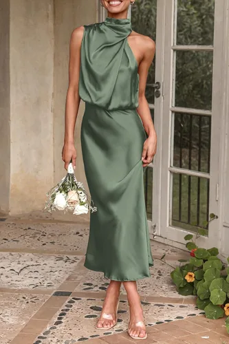 Vista 6 de PRETTYGARDEN Women's Summer Satin Maxi Cocktail Dress Verde militar