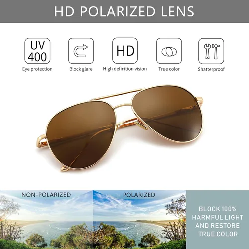 Vista 3 de SUNGAIT Women's Lightweight Oversized Aviator Sunglasses - Mirrored Polarized Lens