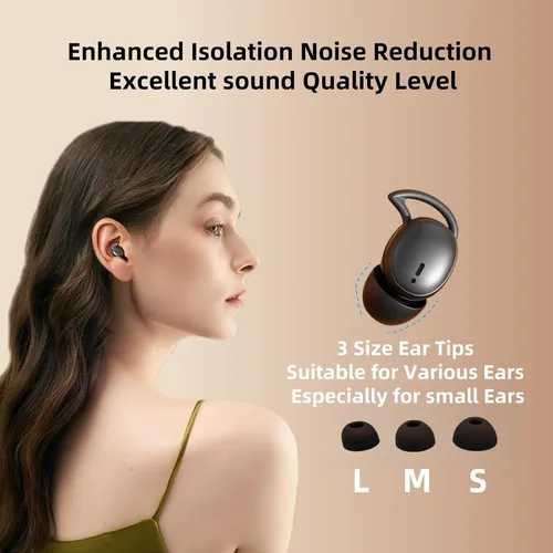 Vista 3 de HJX M73 Auriculares para Dormir para Personas que Duermen de Lado, Auriculares Invisibles, Mini Auriculares, Auriculares Intraurales Ultraligeros
