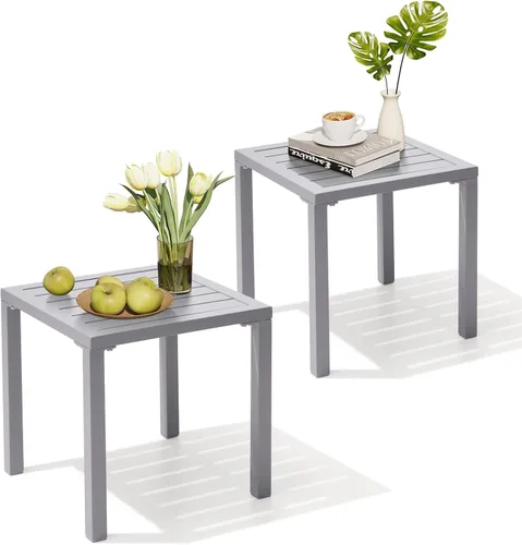 Vista 14 de Crestlive Products Mesa auxiliar de aluminio para exteriores, mesa lateral para silla de piscina, mesa de café pequeña y resistente a la intemperie