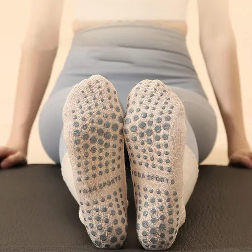 Vista 5 de Calcetines de yoga antideslizantes para mujer, pilates, barras, bailes, descalzos, 1 par