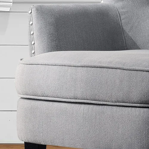 Vista 7 de Rosevera Silla decorativa con juego otomano, sillón tapizado moderno de mediados de siglo para sala de estar o dormitorio, cómoda silla de lectura