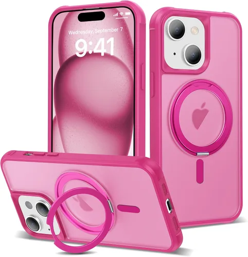 Vista 9 de Funda para iPhone 11 con soporte de anillo magnético giratorio de 360° [compatible con Mag-Safe] [Protección de grado militar] Funda translúcida