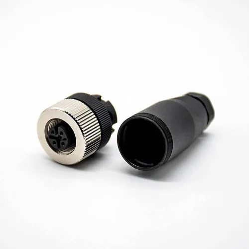 Vista 4 de Elecbee Conector de cable M12 Circular Impermeable Enchufe de Aviación Terminación de Tornillo Instalable en Campo Desapantallamiento Recto
