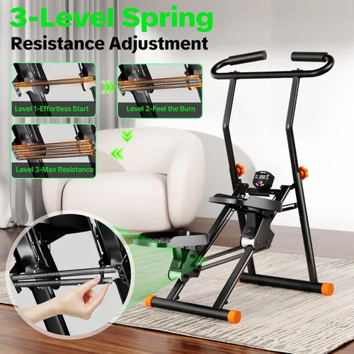 Vista 2 de Stair Stepper for Home Gym, 350 lbs Capacity Cardio Machine with Adjustable Height, Non-Slip Pedals, LCD Display, Foldable Design for Full Body