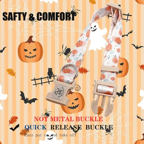 Vista 3 de Elegant little tail Collar para perro, collar de Halloween para mascotas, collar ajustable para perros pequeños, medianos y grandes, collares suaves