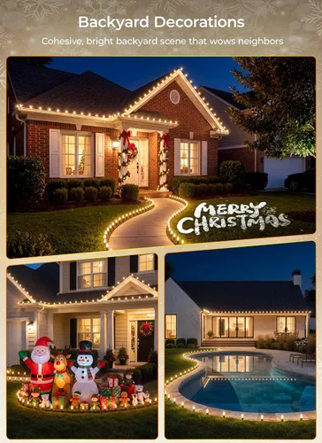 Vista 6 de Brightown C9 LED Christmas Pathway Lights, 25.8 Ft Christmas Path Lights with 20 Bulbs and Stakes, Connectable Waterproof String Light for Walkway