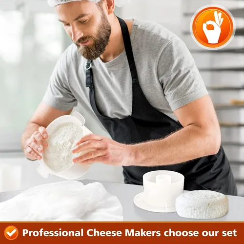 Vista 13 de Molde de queso - Kit de fabricación de queso 2 piezas - Suministros para hacer queso - Juego de queso para prensa - Paneer Maker - Ideal para quesos