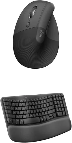 Vista 18 de Logitech Wave Keys & Lift Vertical Mouse - Combo de teclado y mouse inalámbrico ergonómico - con reposo de palma acolchado, Easy-Switch, Bluetooth